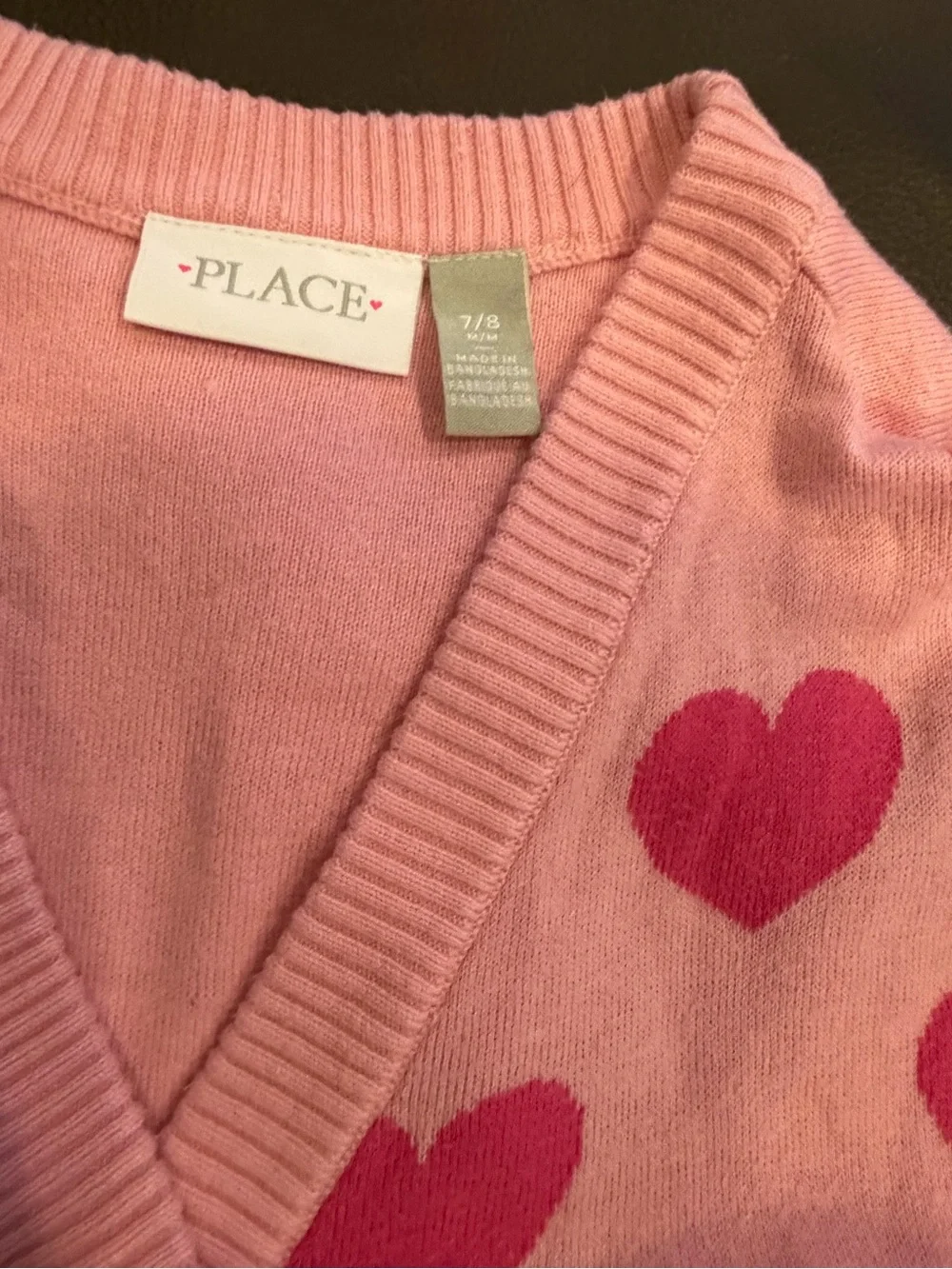 The Children's Place Pink Cardigan with Red Heart Print